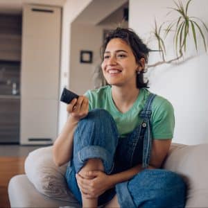 Woman Watching Digital TV
