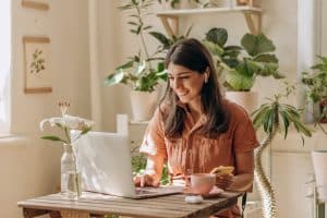 Woman Using Fiber Internet